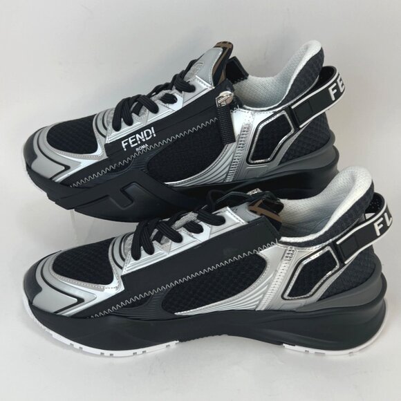 Fendi Flow Low-Top Sneakers Men Nero Silver Black Running Shoes Size UK 8 main image 14